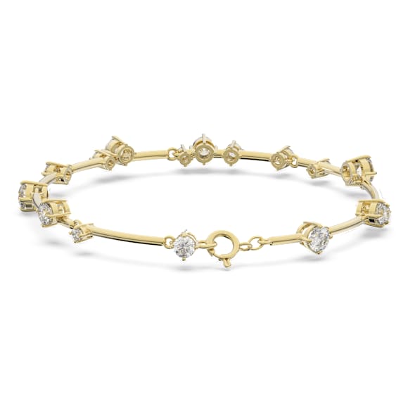 Constella bangle, Mixed round cuts, White, Gold-tone plated - Swarovski, 5640178