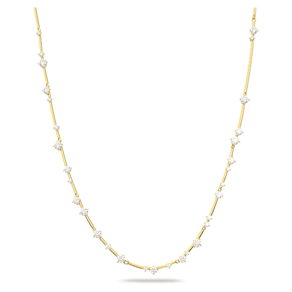 Constella 項鏈, 圓形切割, 長, 白色, 鍍金色色調 - Swarovski, 5640183