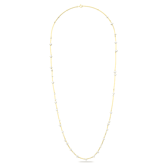Constella 項鏈, 圓形切割, 長, 白色, 鍍金色色調 - Swarovski, 5640183