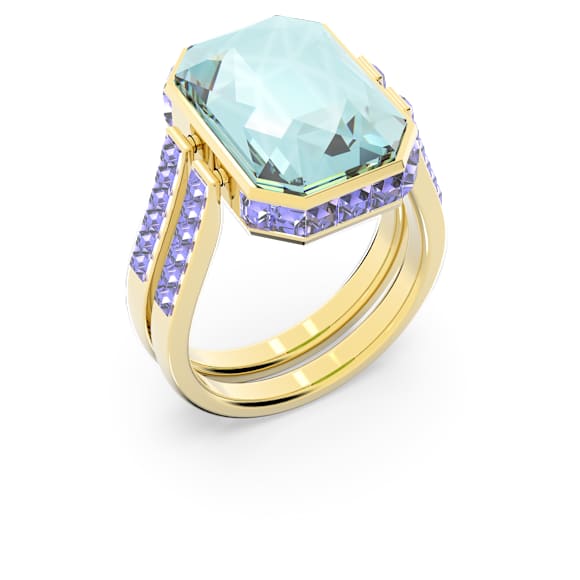 Bague Chroma, Taille octogonale, Multicolore, Placage de ton or - Swarovski, 5640248
