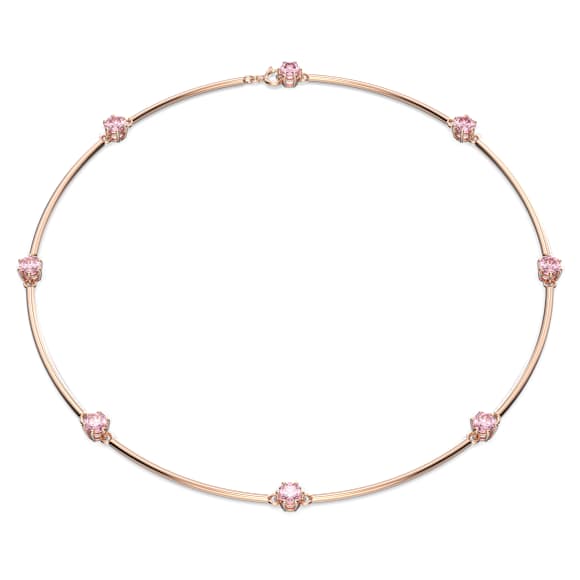 Constella necklace, Round cut, Pink, Rose gold-tone plated - Swarovski, 5640281