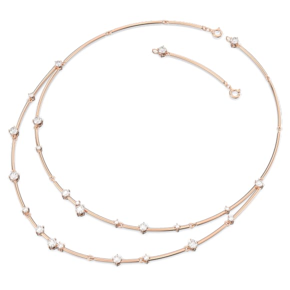 Constella 层次项链, 圆形切割, 白色, 镀玫瑰金色调 - Swarovski, 5640283