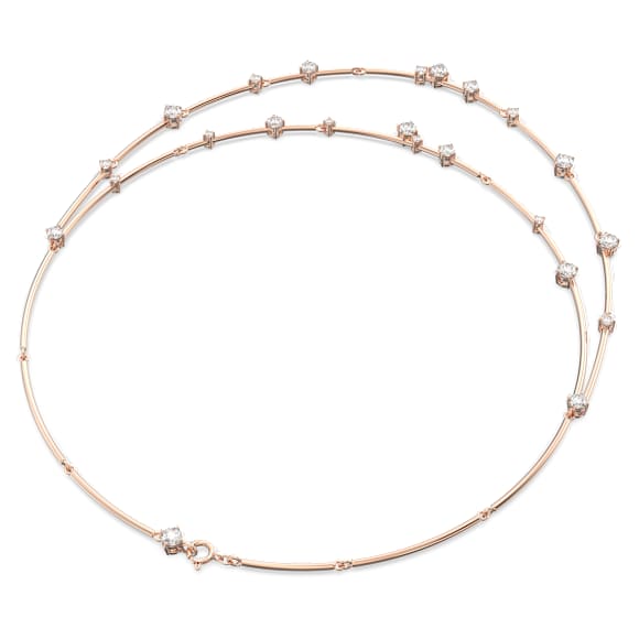 Constella layered necklace, Round cut, White, Rose gold-tone plated - Swarovski, 5640283