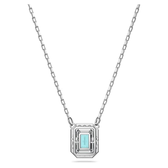 Una ネックレス, オクタゴンカット, ブルー, ロジウム・プレーティング - Swarovski, 5640289