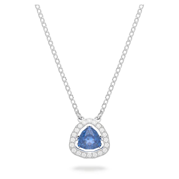 Una necklace, Trilliant cut, Blue, Rhodium plated - Swarovski, 5640290