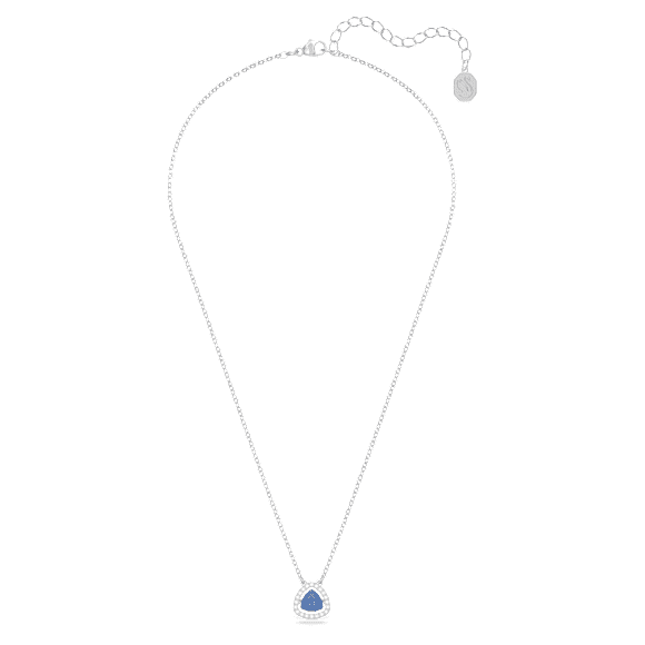 Una necklace, Trilliant cut, Blue, Rhodium plated - Swarovski, 5640290