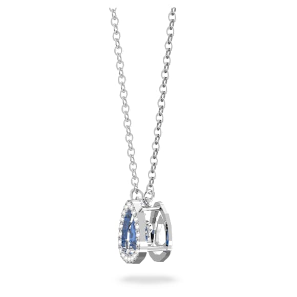 Una necklace, Trilliant cut, Blue, Rhodium plated - Swarovski, 5640290
