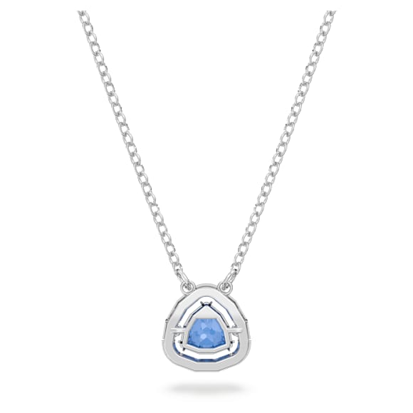 Una necklace, Trilliant cut, Blue, Rhodium plated - Swarovski, 5640290