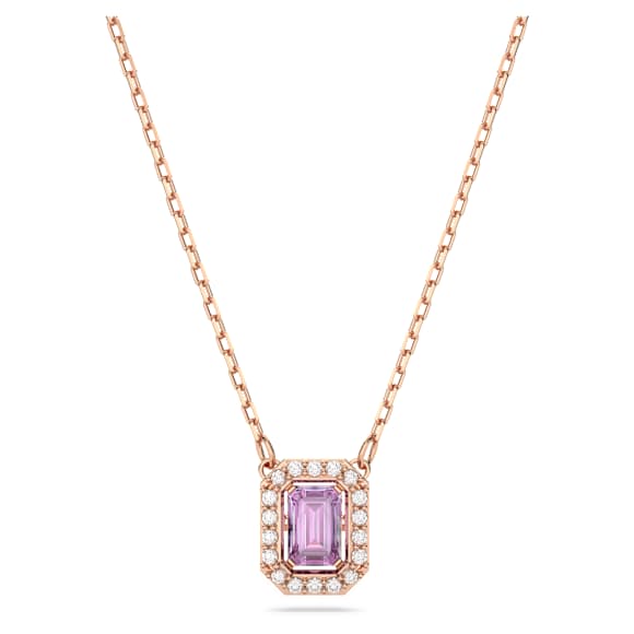 Una Halskette, Oktagon-Schliff, Violett, Roségold-Legierungsschicht - Swarovski, 5640291