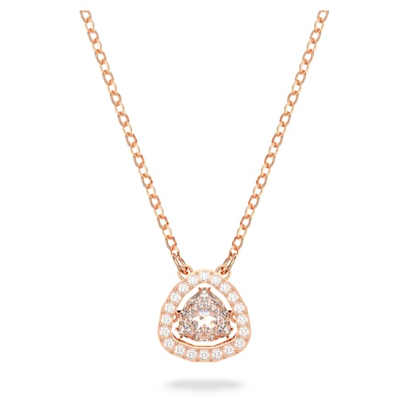 Millenia necklace, Trilliant cut, White, Rose gold-tone plated - Swarovski, 5640292