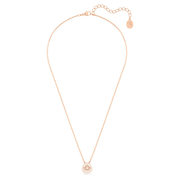 Una Angelic necklace, Trilliant cut, White, 18K rose gold finish - Swarovski, 5640292
