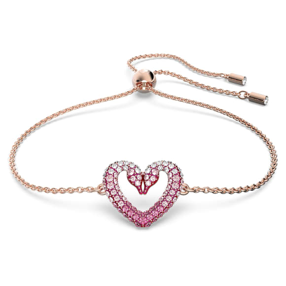 Sublima 手链, 心形, 小号, 粉红色, 镀玫瑰金色调 - Swarovski, 5640300