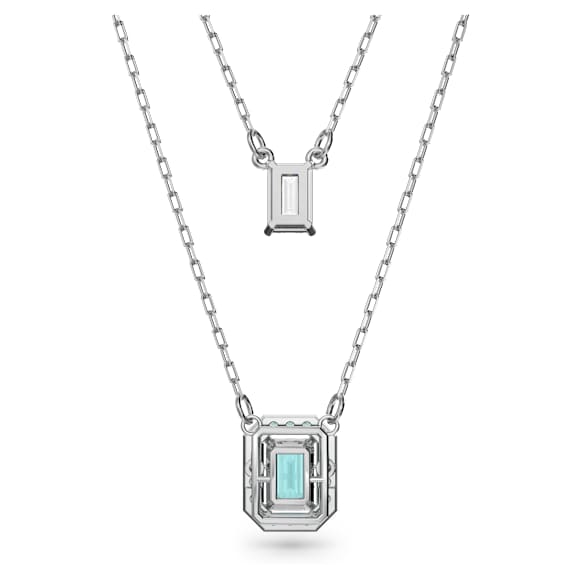 Una 层次项链, 八角形切割, 藍色, 镀铑 - Swarovski, 5640557