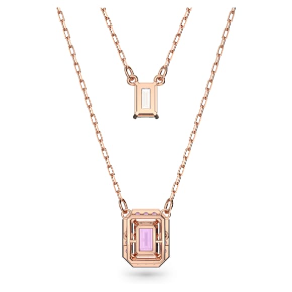 Collier multi rangs Una, Taille octogonale, Violet, Placage de ton or rosé - Swarovski, 5640558