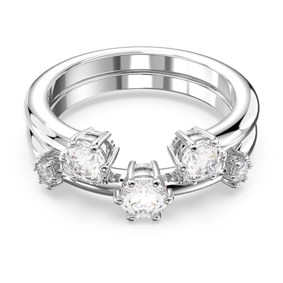 Constella ring, Set (2), Round cut, White, Rhodium plated Constella ring, Set (2), Round cut, White, Rhodium plated