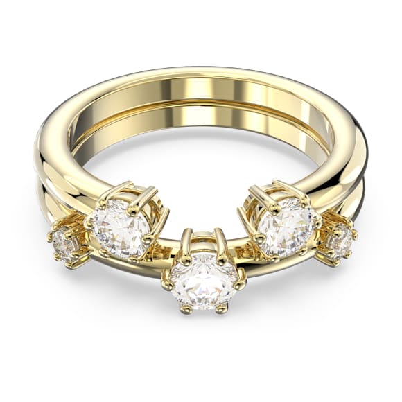 Constella ring, Set (2), Round cut, White, Gold-tone plated Constella ring, Set (2), Round cut, White, Gold-tone plated