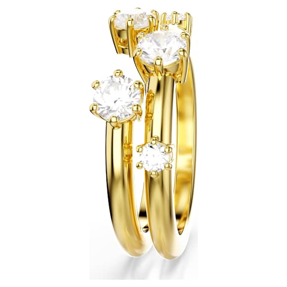 Constella ring, Set (2), Round cut, White, 18K gold finish - Swarovski, 5640967