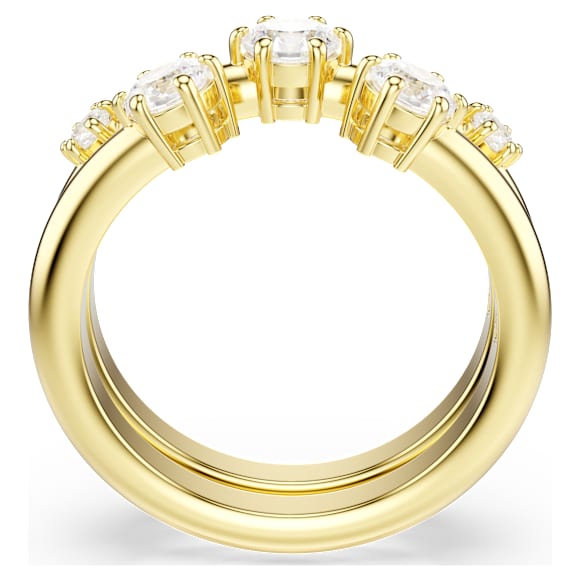 Constella ring, Set (2), Round cut, White, 18K gold finish - Swarovski, 5640967