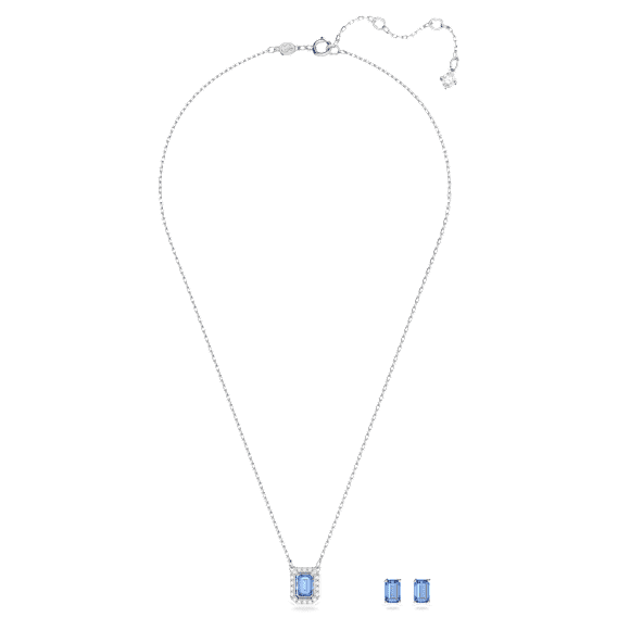 Una 套装, 八角形切割, 蓝色, 镀铑 - Swarovski, 5641171
