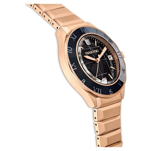 Uhr, 37 mm, Schweizer Produktion, Metallarmband, Schwarz, Roségoldfarbenes Finish - Swarovski, 5641294