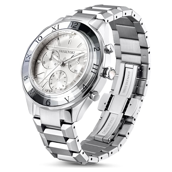Watch, 39mm, Swiss Made, Metal bracelet, Silver tone, Stainless steel - Swarovski, 5641297