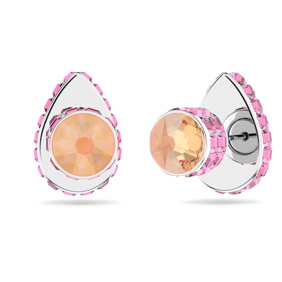 Chroma stud earrings, Drop cut, Multicolored, Rhodium plated - Swarovski, 5641407