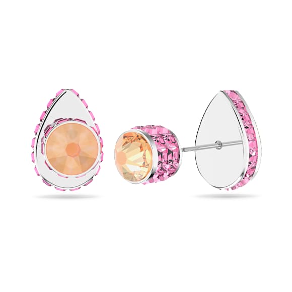 Chroma stud earrings, Drop cut, Multicolored, Rhodium plated - Swarovski, 5641407