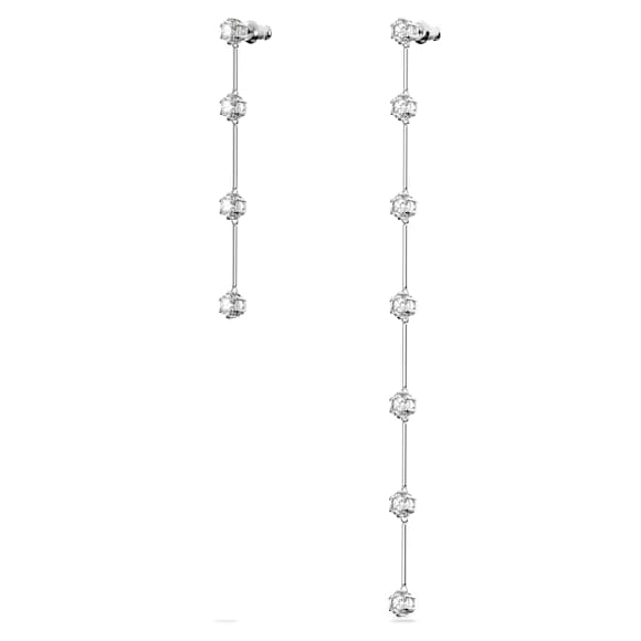 Constella 水滴形耳环, 非对称设计, 圆形切割, 白色, 镀铑 - Swarovski, 5641681