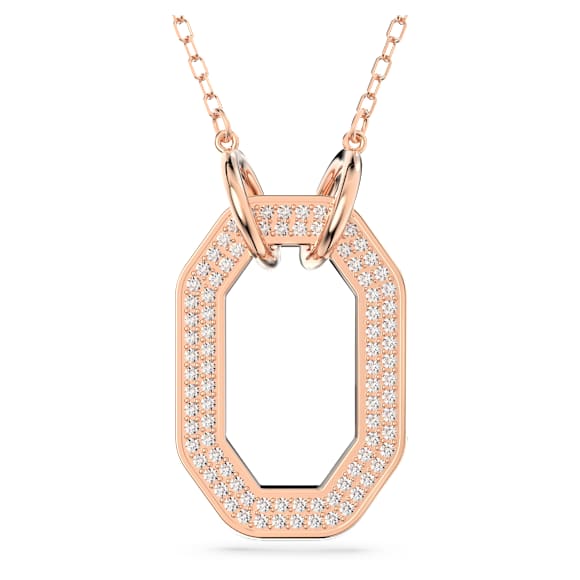 Dextera pendant, Octagon shape, White, Rose gold-tone plated - Swarovski, 5642389
