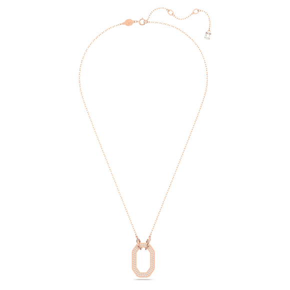 Dextera pendant, Octagon shape, White, Rose gold-tone plated - Swarovski, 5642389