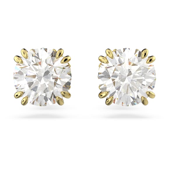 Constella 스터드 이어링, 라운드 컷, 화이트, 골드 톤 플래팅 - Swarovski, 5642595