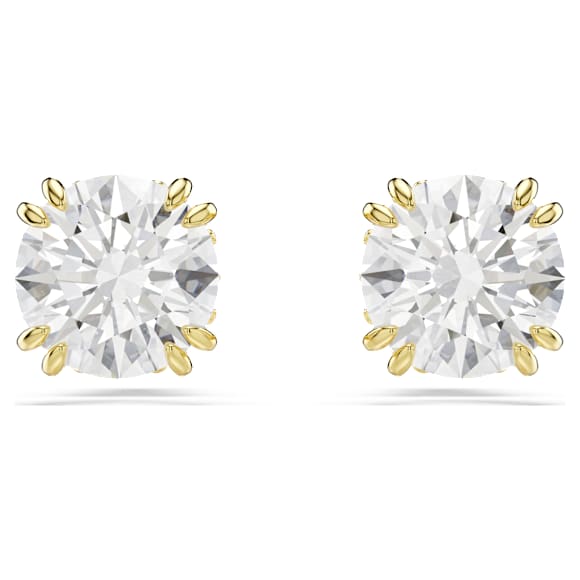 Pendientes de botón Stilla, Talla redonda, Blancos, Acabado en oro de 18 quilates - Swarovski, 5642595
