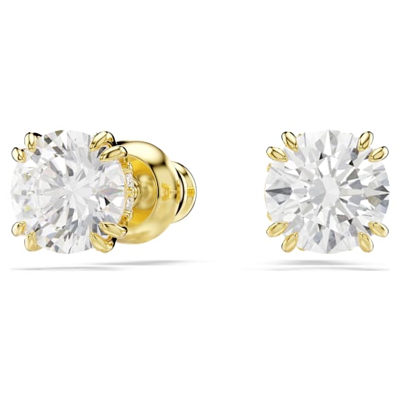 Pendientes de botón Stilla, Talla redonda, Blancos, Acabado en oro de 18 quilates - Swarovski, 5642595