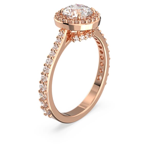 Una Angelic cocktail ring, Round cut, Pavé, White, Rose gold-tone plated - Swarovski, 5642639