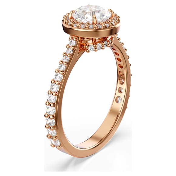 Una Angelic cocktail ring, Round cut, Pavé, White, 18K rose gold finish - Swarovski, 5642639