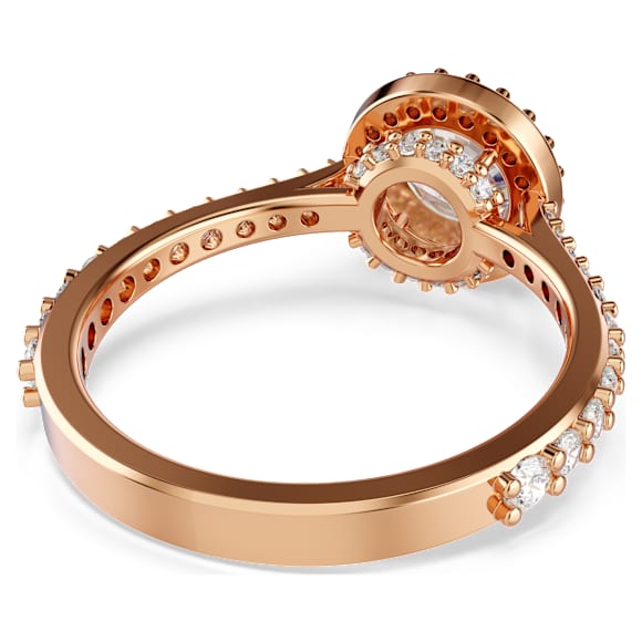 Koktajl prstan Una Angelic, Okrogli rez, Pavé, Bel, V videzu rožnatega zlata 18K - Swarovski, 5642641