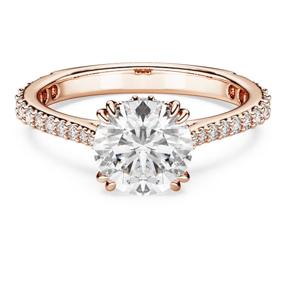 Koktejlový prsten Stilla, Kulatý výbrusx, Pavé, Bílá, Povrchová úprava z 18k růžového zlata - Swarovski, 5642643