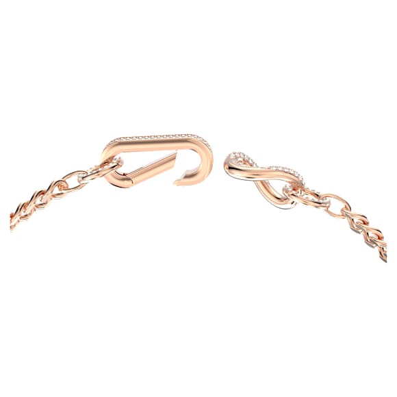 Dextera necklace, Pavé, Mixed links, White, Rose gold-tone plated - Swarovski, 5642687