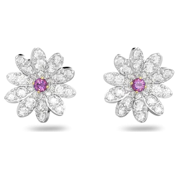Eternal Flower 耳钉, 花朵, 粉红色, 混合金属润饰 - Swarovski, 5642873