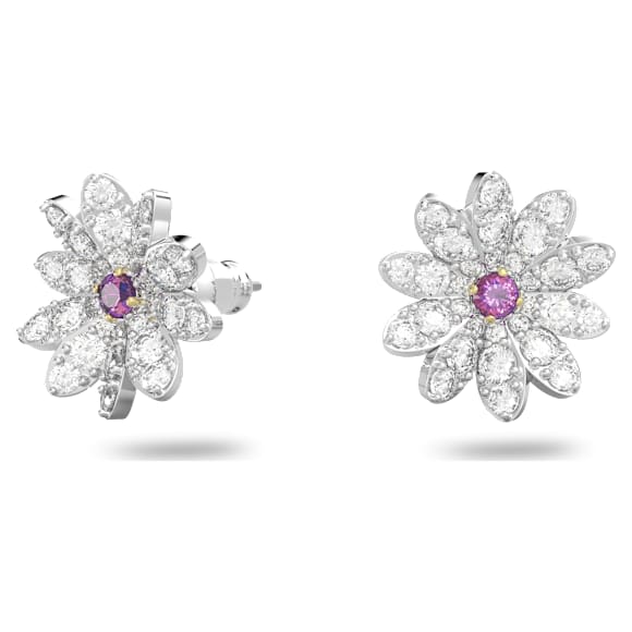 Eternal Flower 耳钉, 花朵, 粉红色, 混合金属润饰 - Swarovski, 5642873
