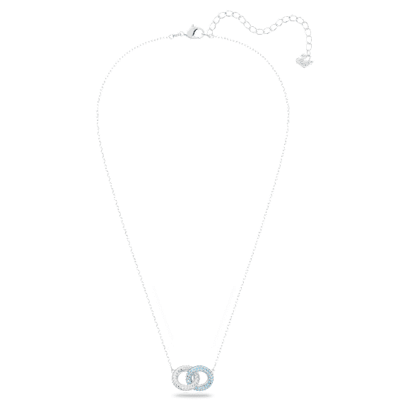 Dextera necklace, Pavé, Intertwined circles, Blue, Rhodium plated - Swarovski, 5642883