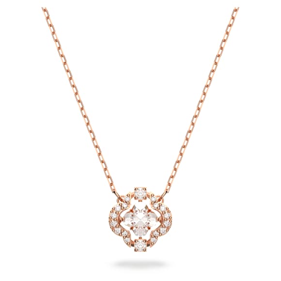 Collier Una, Trèfle à quatre feuilles, Blanc, Doré à l’or rose 18 carats (750/1000) - Swarovski, 5642928