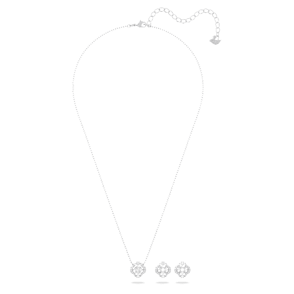 Set Swarovski Sparkling Dance, Taglio misto, Quadrifoglio, Bianco, Placcato rodio - Swarovski, 5642929
