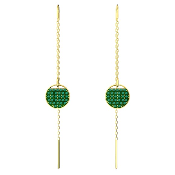 Sublima 水滴形耳环, 长款, 绿色, 镀金色调 - Swarovski, 5642944