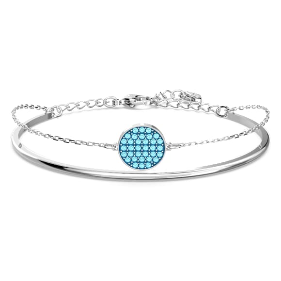 Bracelet Jonc Glamour Fleur Bleu En Alliage - Multicolore, Style Fleuri - Neuf Sans Emballage