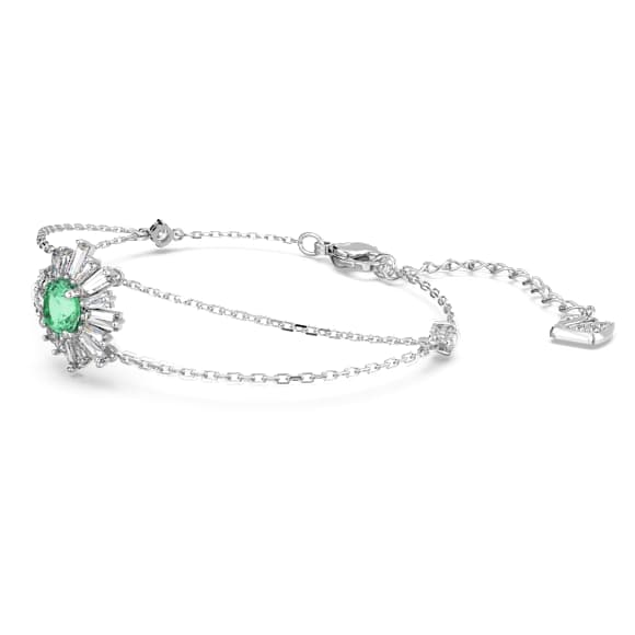 Idyllia bracelet, Mixed cuts, Sun, Green, Rhodium plated - Swarovski, 5642960