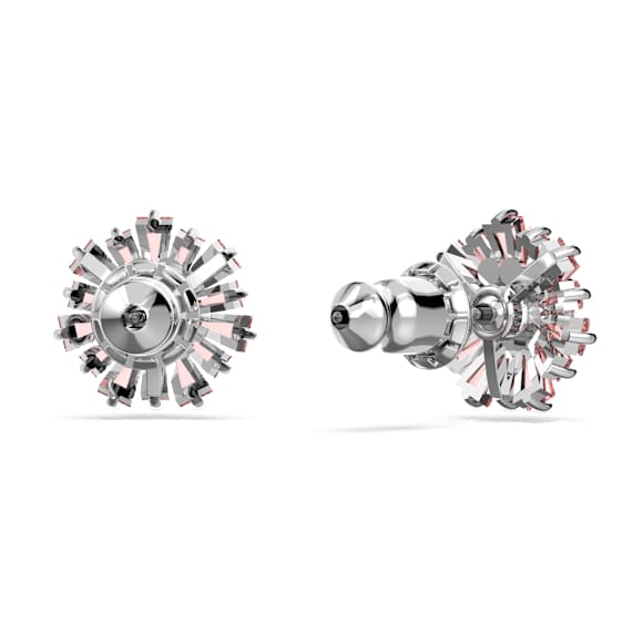 Idyllia stud earrings, Mixed cuts, Sun, Pink, Rhodium plated - Swarovski, 5642962