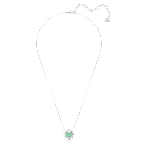 Colgante Idyllia, Tallas mixtas, Sol, Verde, Baño de rodio - Swarovski, 5642963