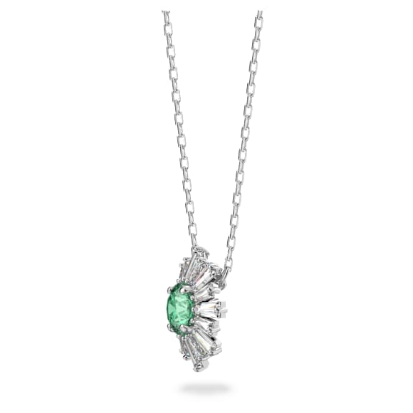 Pendente Idyllia, Taglio misto, Sole, Verde, Placcato rodio - Swarovski, 5642963