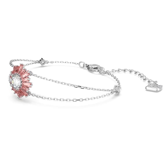 Idyllia bracelet, Mixed cuts, Sun, Pink, Rhodium plated - Swarovski, 5642968